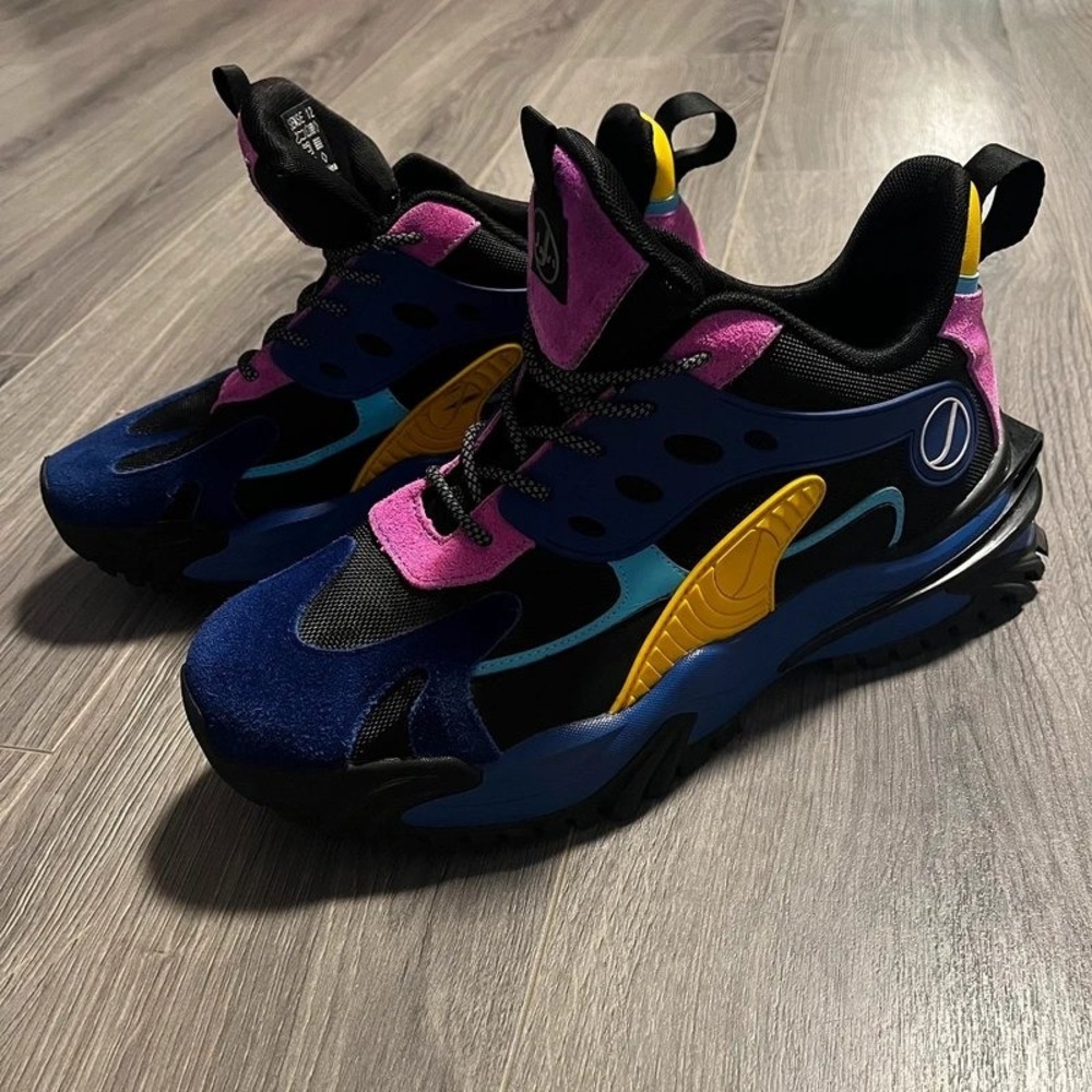 JAVI Sense Sneakers Mens Size 12 Blue Purple Black Yellow Colorblock Chunky
